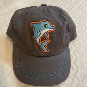 NWT Seaworld Gray Dolphin Cap Toddler Hat Blue Embroidered Summer Travel Ocean
